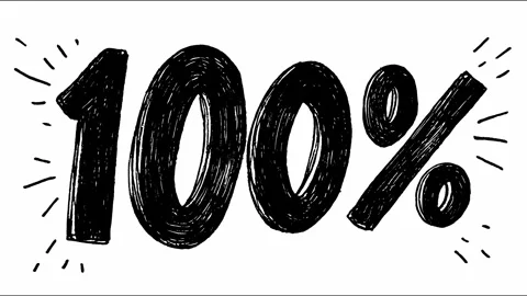 Dynamic percent animation: 100% text with doodle effects Stock Footage 319154891