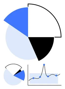 Dynamic Pie Chart and Line Graph for Comprehensive Data Analysis Illustrazione stock