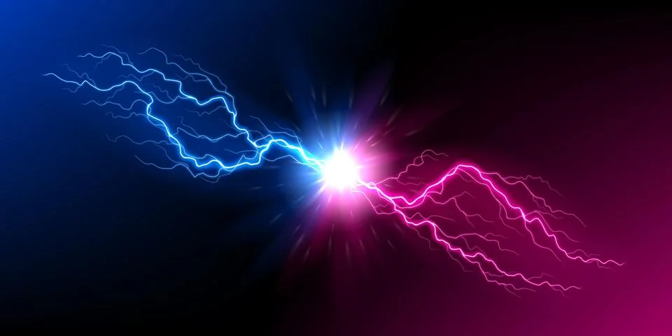 Dynamic pink and blue lightning burst Stock Illustration