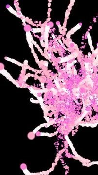 Dynamic pink and white particle explosion on black background 스톡 일러스트