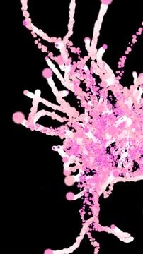 Dynamic pink and white particle explosion on black background Illustration