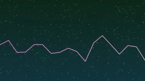 Dynamic pink graph fluctuations against a dark green starry night sky Stock Footage 326716702