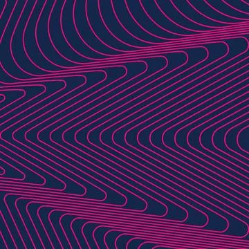 Dynamic pink wavy lines on blue abstract background Stock Illustration