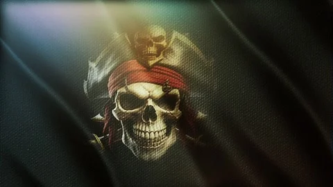 Dynamic Pirate Flag Fluttering in the Wind Stock Footage 269282779
