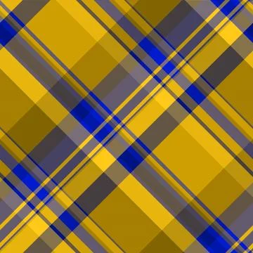 Dynamic plaid pattern in bold yellow and blue. Classic with a modern twist, p 库存插图