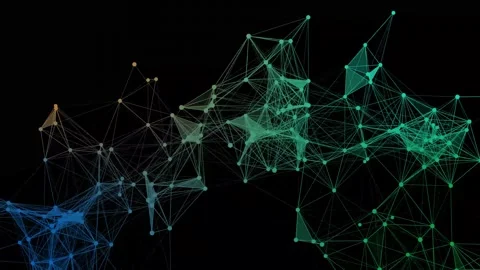 Dynamic plexus network animation with glowing lines and particles on a dark.. Stock Footage 319659498