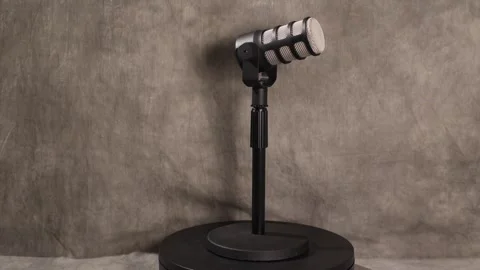 Dynamic Podcast Microphone RODE on Studio Desk 02 Video stock 292436285