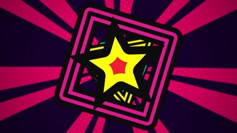 Dynamic pop art animation with pulsing star and radiating lines in retro comic Stock Footage 334928254