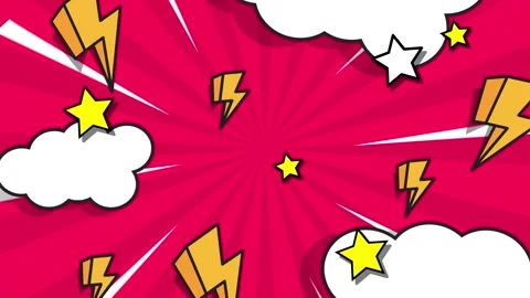 Dynamic pop art background with playful elements seamless 4k video background Stock Footage 294271620