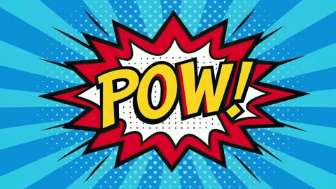 Dynamic Pop Art POW! Comic Book Style Explosion with Halftone Dots and Radi.. Video stock 317078447