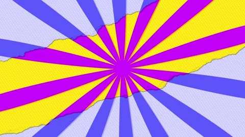 Dynamic Pop Art Sunburst Background with Tearing Paper Effect Video stock 330991727