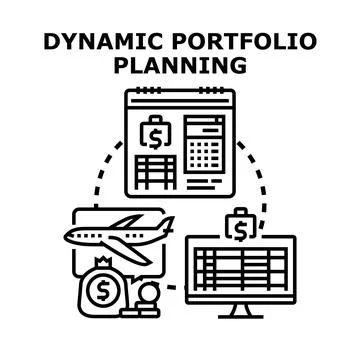 Dynamic portfolio planning process managing business finances Stock Illustration