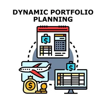 Dynamic portfolio planning process managing business finances Stock Illustration