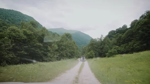 Dynamic POV High Speed SUV Driving Motion Blur Action on Rural Forest Road Video stock 346097237