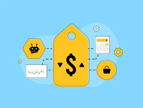 Dynamic pricing and AI pricing optimization concept for e-commerce and B2B Illustrazione stock