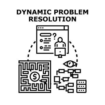 Dynamic problem resolution process finding business solutions Stock Illustration