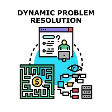 Dynamic problem resolution process finding business solutions 스톡 일러스트