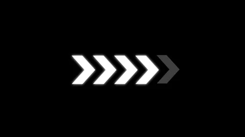 Dynamic progress bar animation with glowing chevrons moving forward on blac.. Stock Footage 339751591