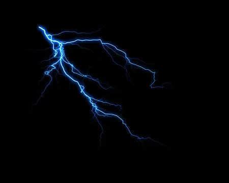 Dynamic progression of a lightning bolt illuminating the black background Stock Illustration