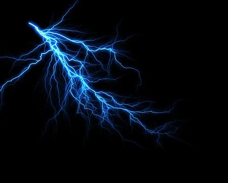 Dynamic progression of a lightning bolt illuminating the black background Stock Illustration