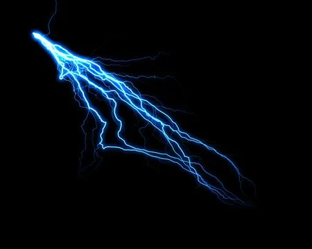 Dynamic progression of a lightning bolt illuminating the black background Stock Illustration
