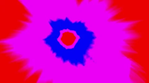 Dynamic, psychedelic tie-dye bursts with explosive energy-rich reds Видео 340414363