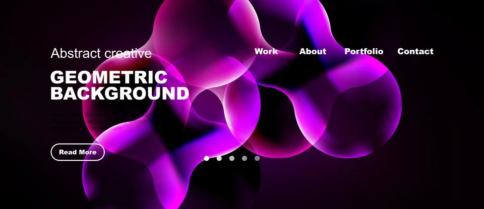 Dynamic purple design. Abstract shapes create modern website header. Text Illustrazione stock