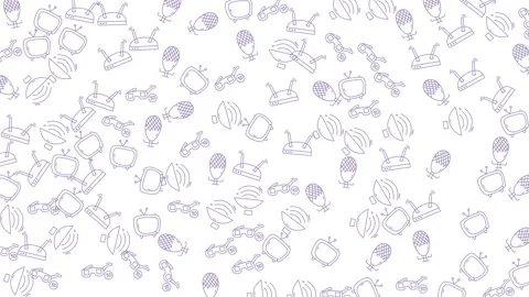 Dynamic purple line art pattern featuring retro technology and audio symbol.. Stock-Footage 333488975