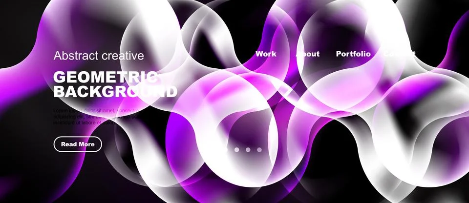Dynamic purple, white shapes create modern abstract background. Text elements Illustrazione stock