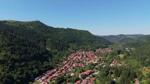Dynamic Push In Camera Flight Over Cherni Osam Bulgaria Stock Footage 343914837