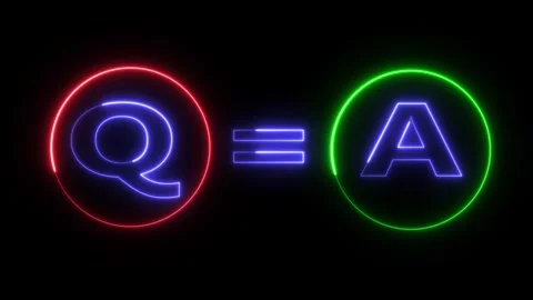 Dynamic Q and A neon light symbol motion. Video stock 331897581