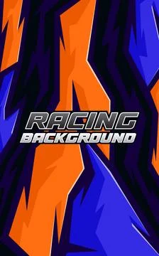Dynamic Racing Background With Orange and Blue Abstract Pattern Illustrazione stock