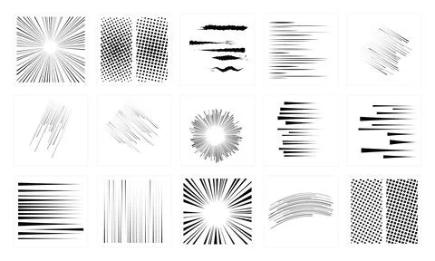 Dynamic radial speed line frames black ink zoom effects for cinematic comic.. Stock Illustration