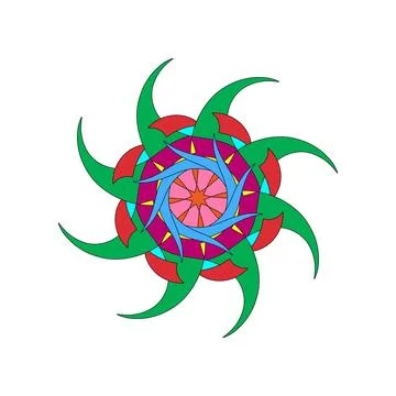 Dynamic Radial Swirl Design with Bold Colors and Contrasting Accents Stock Illustration