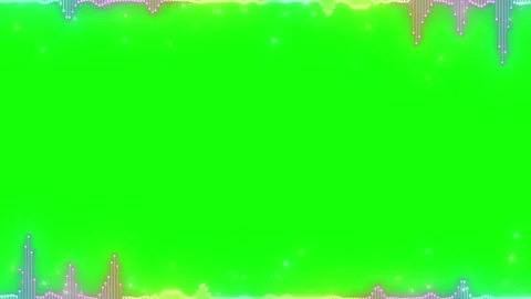 Dynamic rainbow audio frequency visualizer border overlaying a bright green Stock Footage 338995412