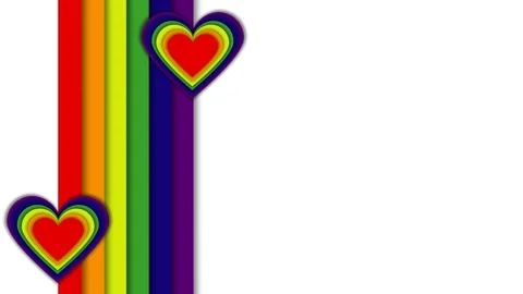 Dynamic Rainbow Hearts and Stripes Celebrating Pride Month. Stock Footage 340032640