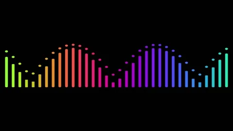 Dynamic Rainbow Sound Wave Equalizer Animation on Black Background Digital .. Stock Footage 339073426