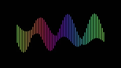 Dynamic Rainbow Sound Wave Equalizer Animation on Black Background Modern A.. Stock Footage 339125992