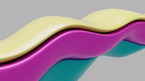 Dynamic rainbow wavy background of three pastel colors Stock Footage 240349491