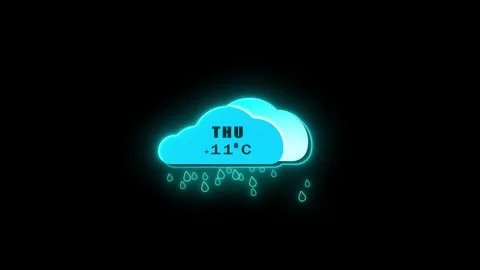 Dynamic Raining Weather Icon Animation for 4K Weather Apps. Stock Footage 286145146