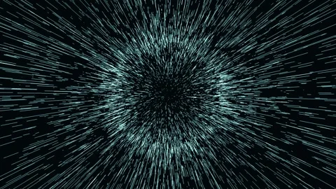 Dynamic rays of light bursting from sphere in dark digital space Stock Footage 327523376