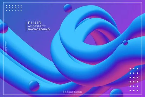 Dynamic Realistic Abstract Fluid Gradient Blue and Pink Background with Bubbl Stock Illustration
