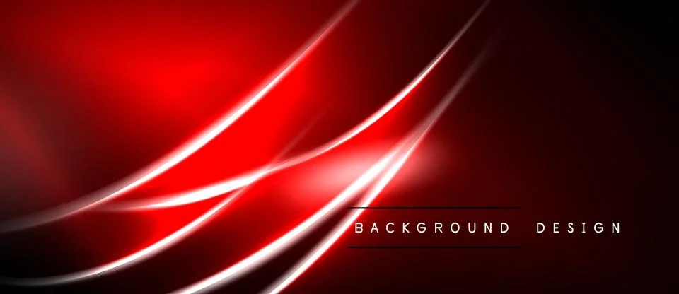 Dynamic red abstract background. Smooth lines create flowing energy, modern Stock Illustration