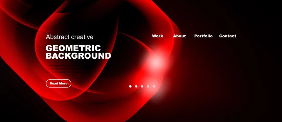 Dynamic red abstract design. Features flowing shapes, text elements, navigati Stock Illustration