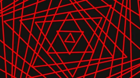 Dynamic red abstract geometric pattern on black background Stock Footage 341056354