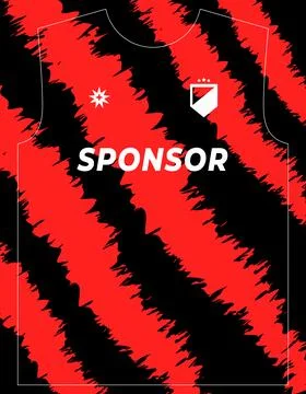 Dynamic red and black brush stroke sublimation jersey design template for sports Stock Illustration