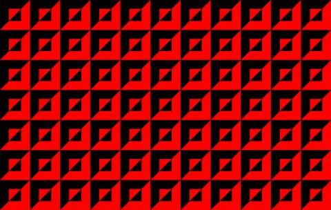 Dynamic red and black geometric pattern with optical illusion squares イラスト素材