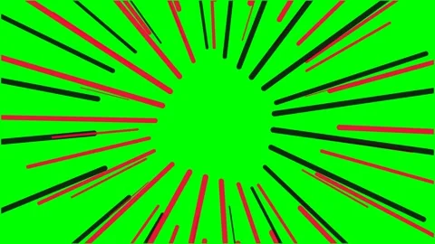 Dynamic red and black radial speed lines on a vibrant green background Stock Footage 341824088