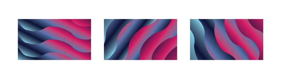 Dynamic Red and Blue Gradient Backgrounds with Neon Flowing Wave Patterns f.. Stock Illustration