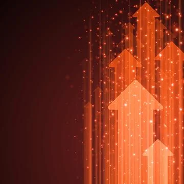 Dynamic Red and Orange Background With Arrows Ilustración de archivo